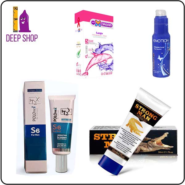 خرید و قیمت پک ویژه حجم دهنده و تاخیری ژل ایموشن آبی تاخیری ، کرم حجم دهنده استرانگ من ، کاندوم حجم دهنده لارگو ایکس دریم ، کرم بزرگ کننده فوری پولونکس اس 6